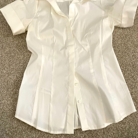 Ann Taylor White shirt sleeves blouse sz 0 - Picture 1 of 3